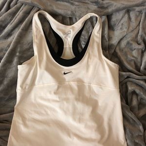 Nike Racerback White Black Tank Bra Workout Top L